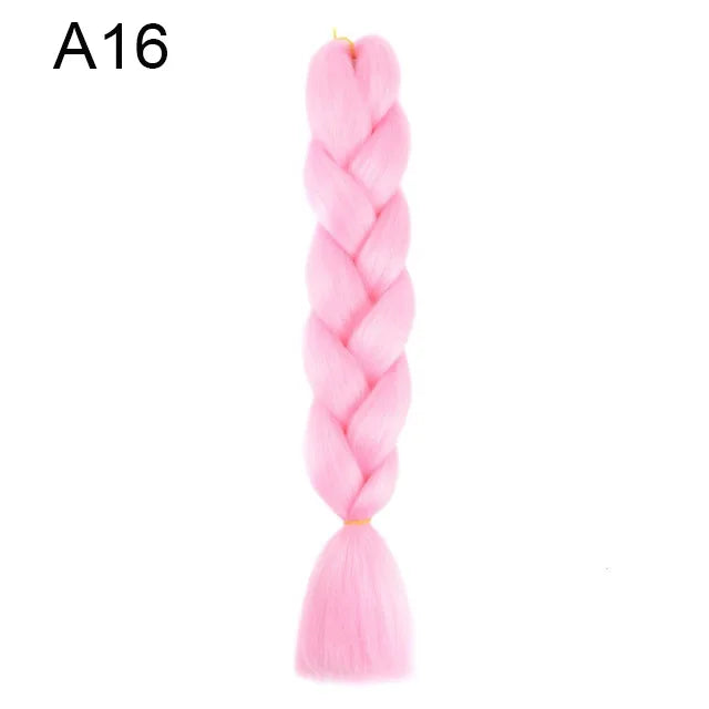 24" Synthetic Braiding Hair Extensions – Ombre Rainbow Colors, Jumbo DIY Hair for Women