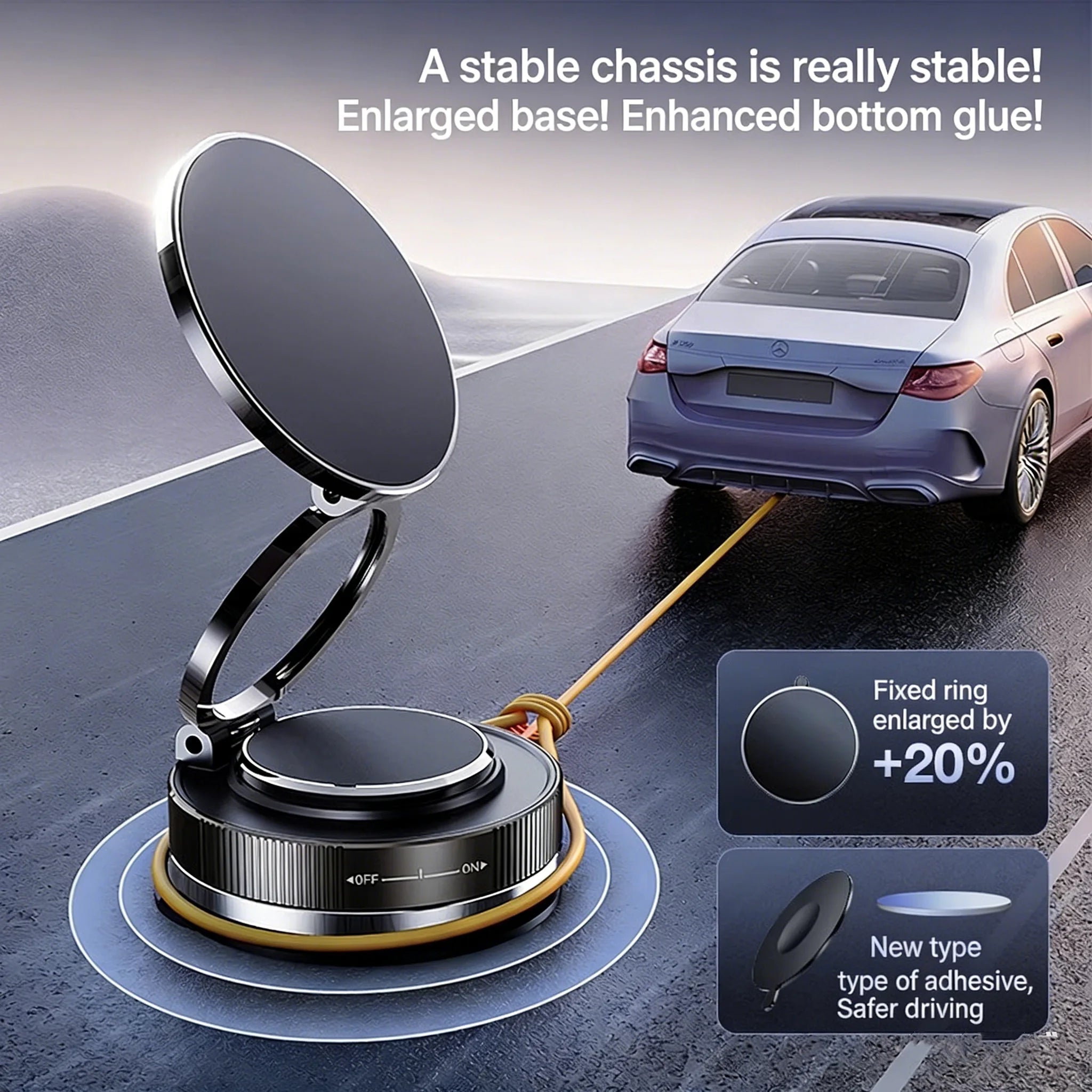 Magnetic Car Phone Mount with Suction Cup – 16 Magnets | 360° Rotation | Dashboard & Windshield | Universal Fit | White & Black
