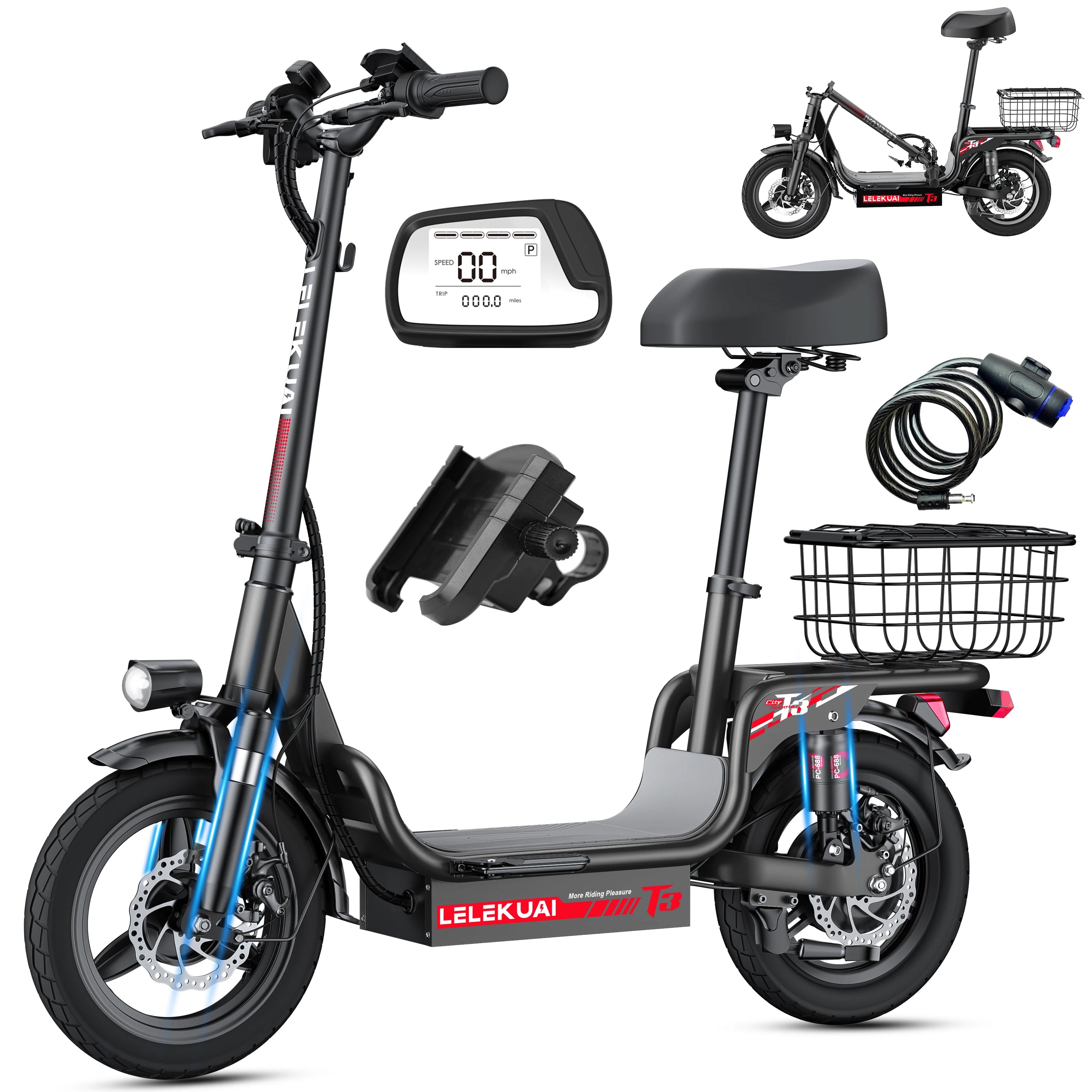 14-Inch Folding Electric Bike with Basket – 48V