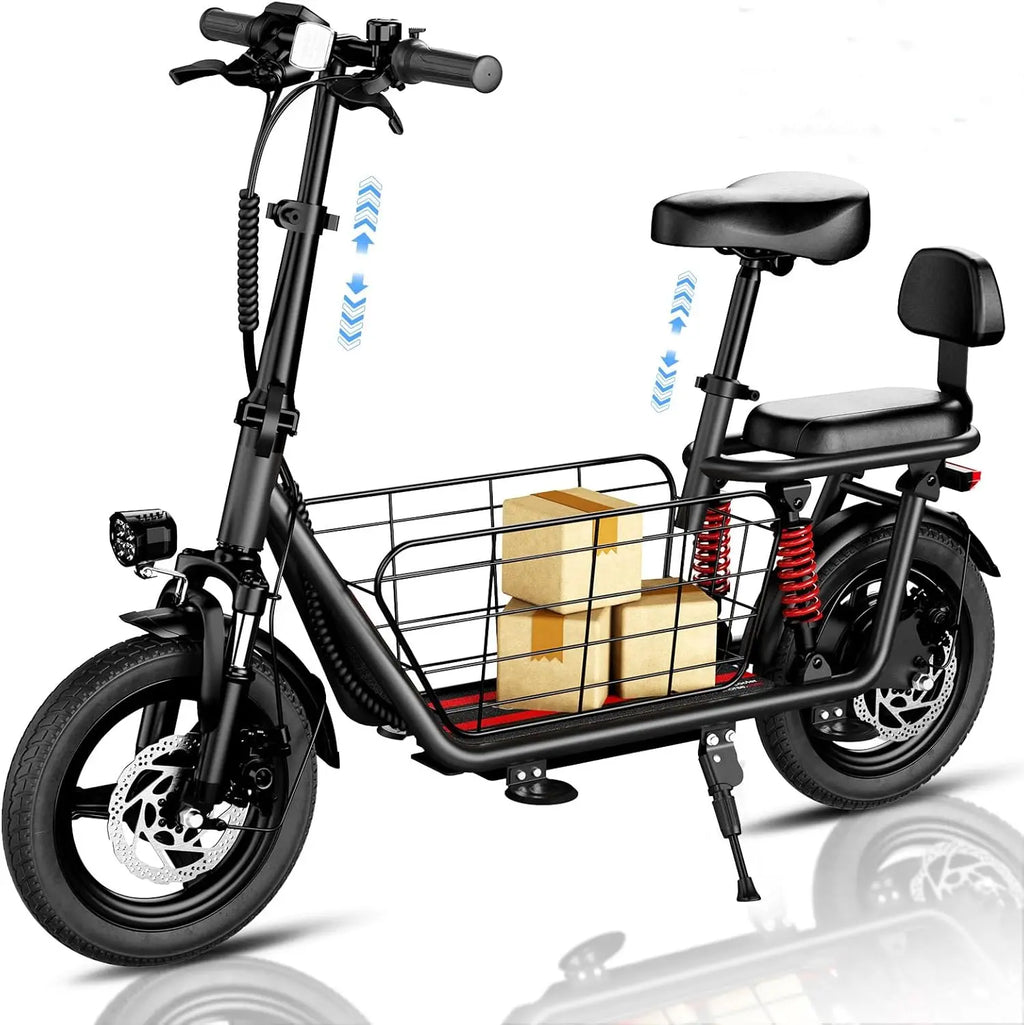 14-Inch Folding Electric Bike with Basket – 48V