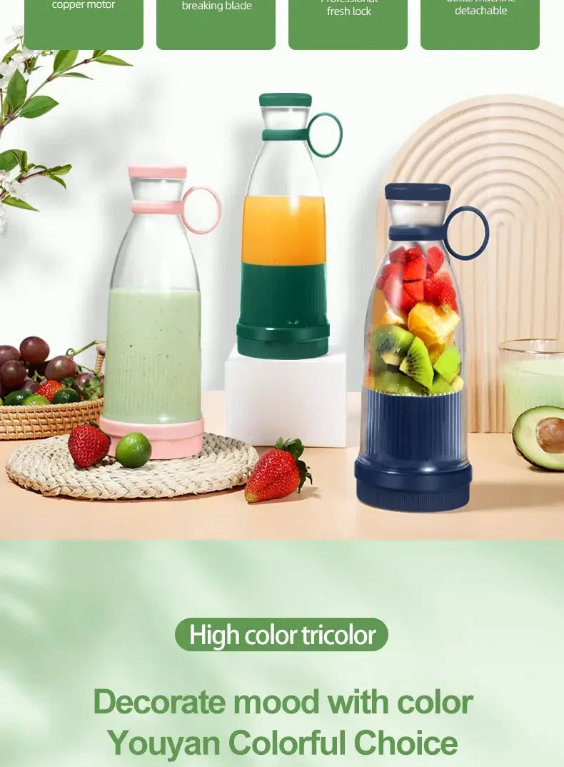 Portable USB Juicer Blender Cup – 6-Blade Rechargeable Smoothie Maker for On-the-Go