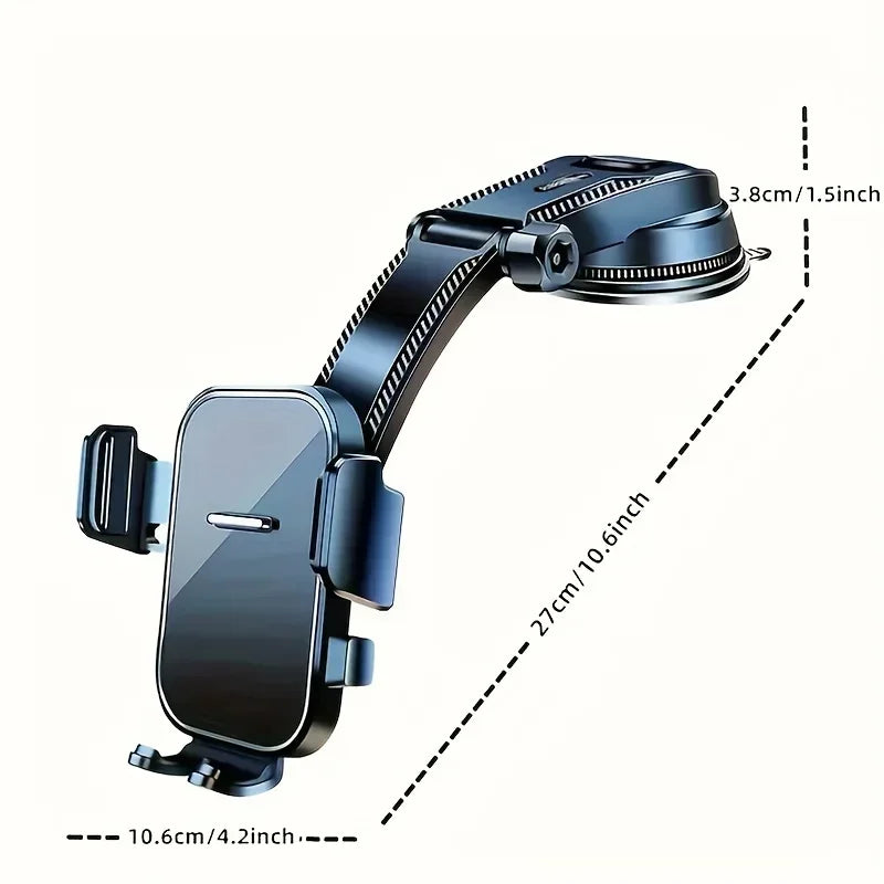 Adjustable Car Phone Mount – 360° Swivel Dashboard Cradle, Strong Suction, Anti-Shake Design