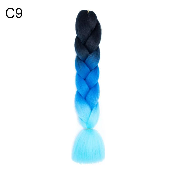 24" Synthetic Braiding Hair Extensions – Ombre Rainbow Colors, Jumbo DIY Hair for Women
