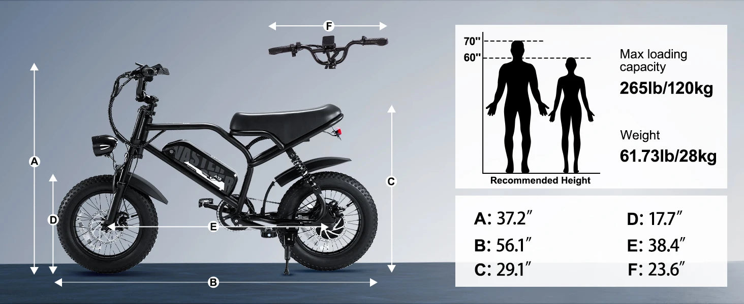 VDL 16-Inch Fat Tire Electric Bike – 800W Peak Motor