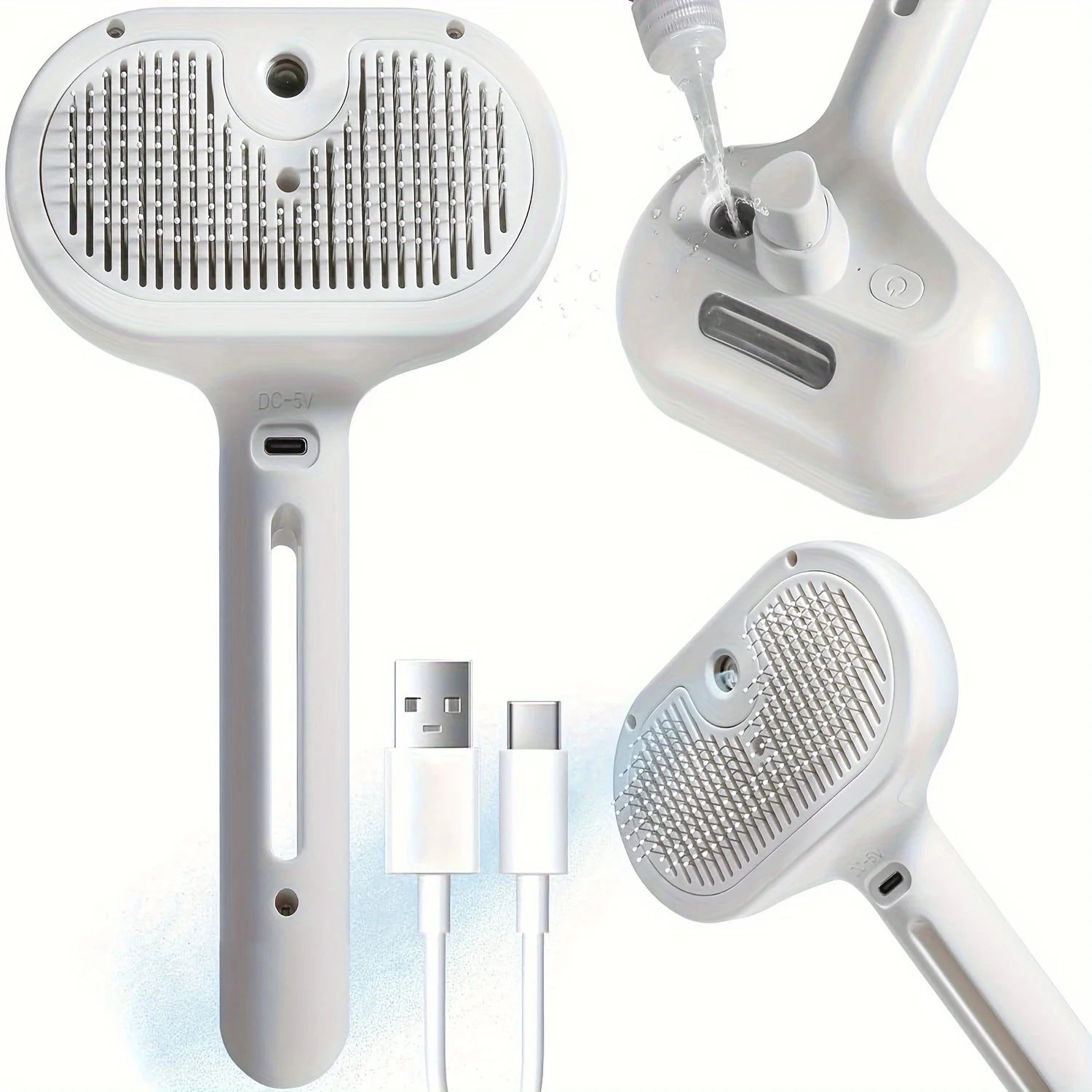 2-in-1 Pet Grooming Mist Comb & Self-Cleaning Dematting Brush