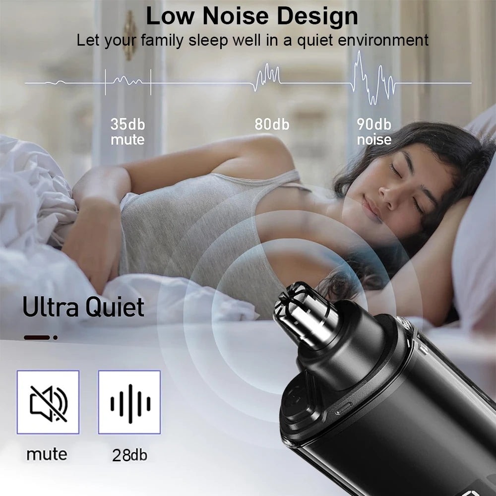 Rechargeable Electric Nose Hair Trimmer – 360° Blades, IPX7 Waterproof, USB Charging, LED Display