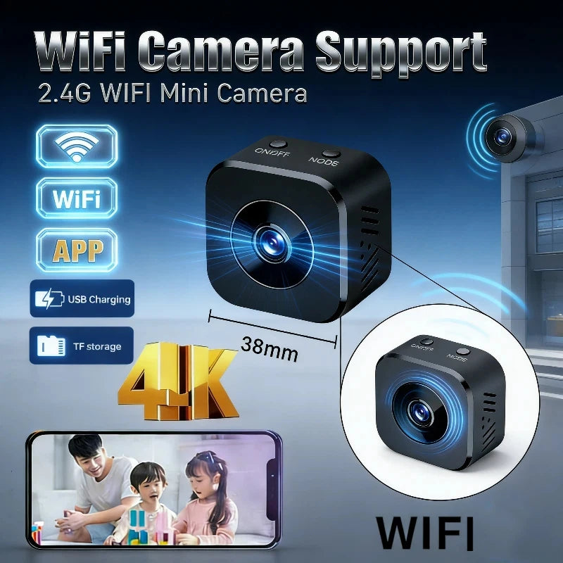 Mini 4K WiFi Security Camera – Night Vision, Two-Way Audio & Magnetic Mount