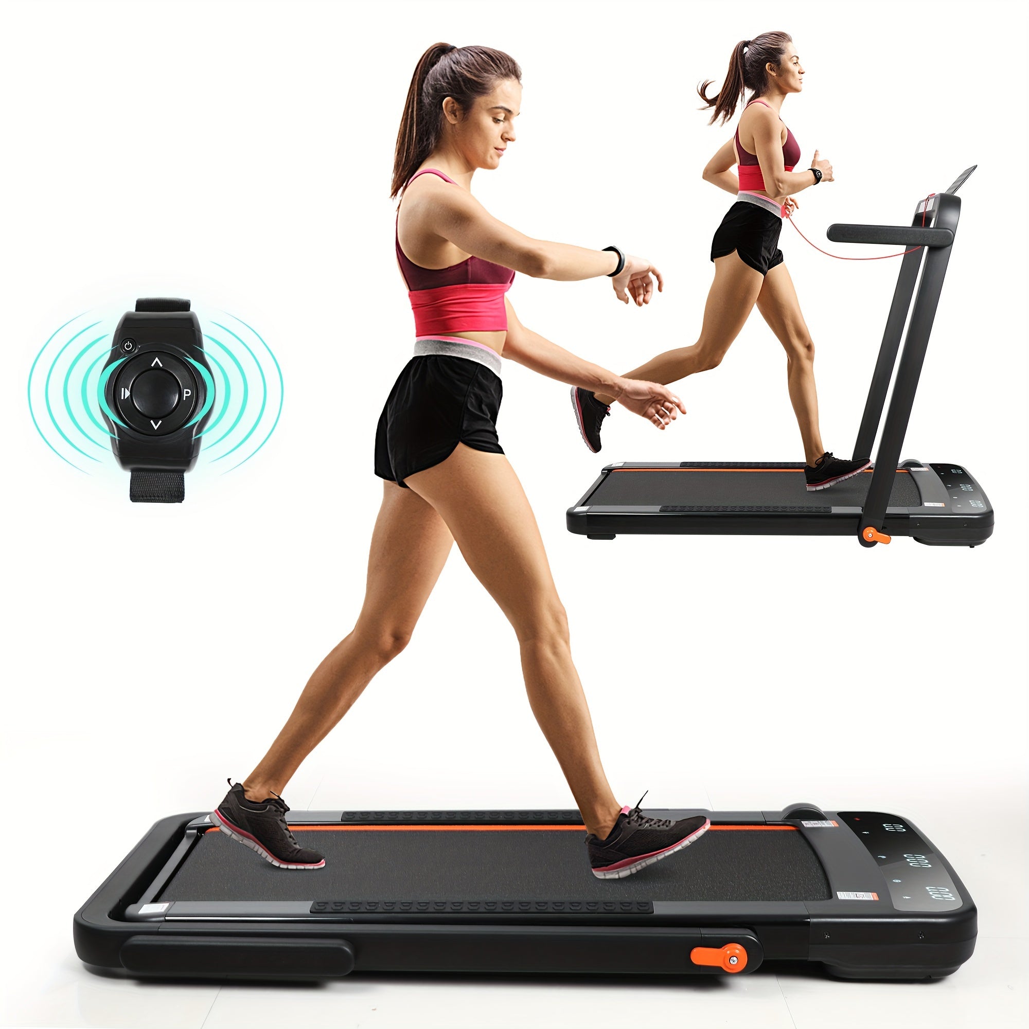 2-in-1 Foldable Under-Desk Treadmill – 300 lb Capacity | Walking Pad & Running Machine | Installation-Free | Black