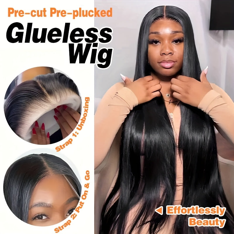 Ready-to-Wear Straight Glueless Human Hair Wig – 200% Density