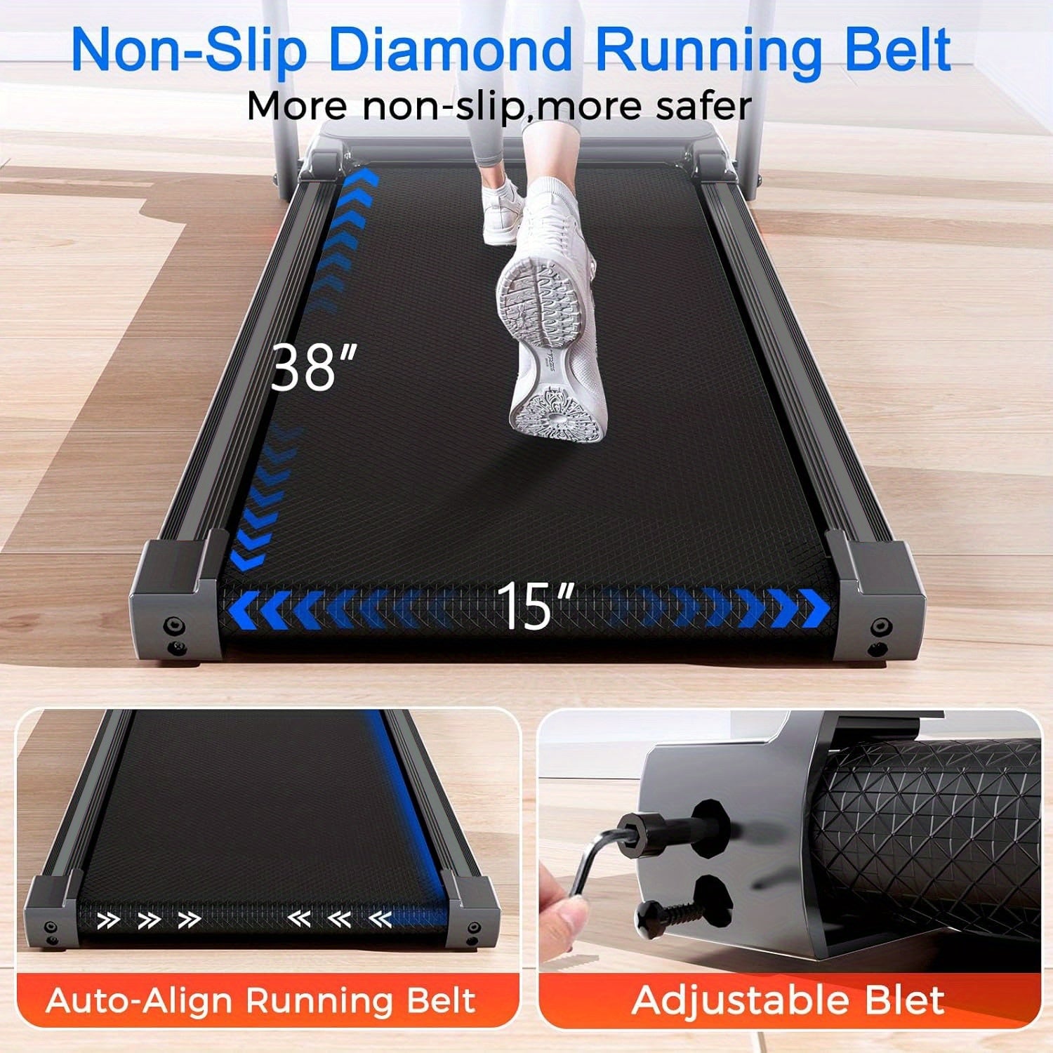 970 Series Foldable Treadmill for Home – Quiet 3.0HP Motor | 320 lb Capacity | Space-Saving Design