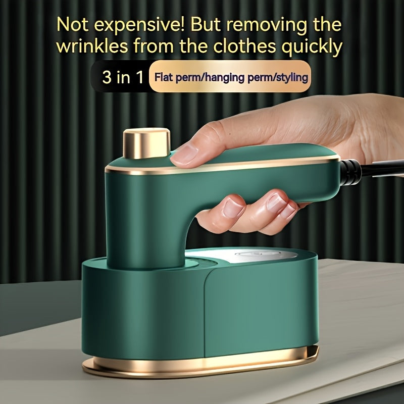 Portable Mini Steam Iron – 40W Fast Heating, 180° Rotating, Handheld Steamer for Travel & Dorm | Green, White