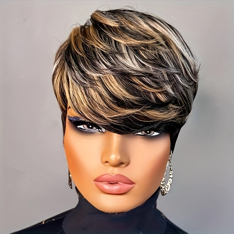Short Pixie Cut Wig – 100% Brazilian Virgin Human Hair, Glueless, Layered, for Black Women