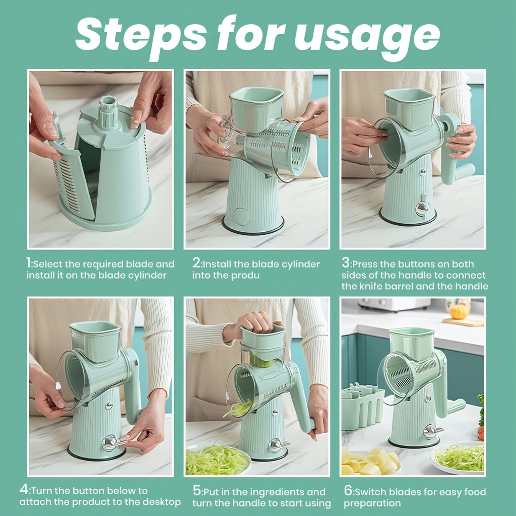 5-in-1 Manual Rotary Cheese Grater & Slicer