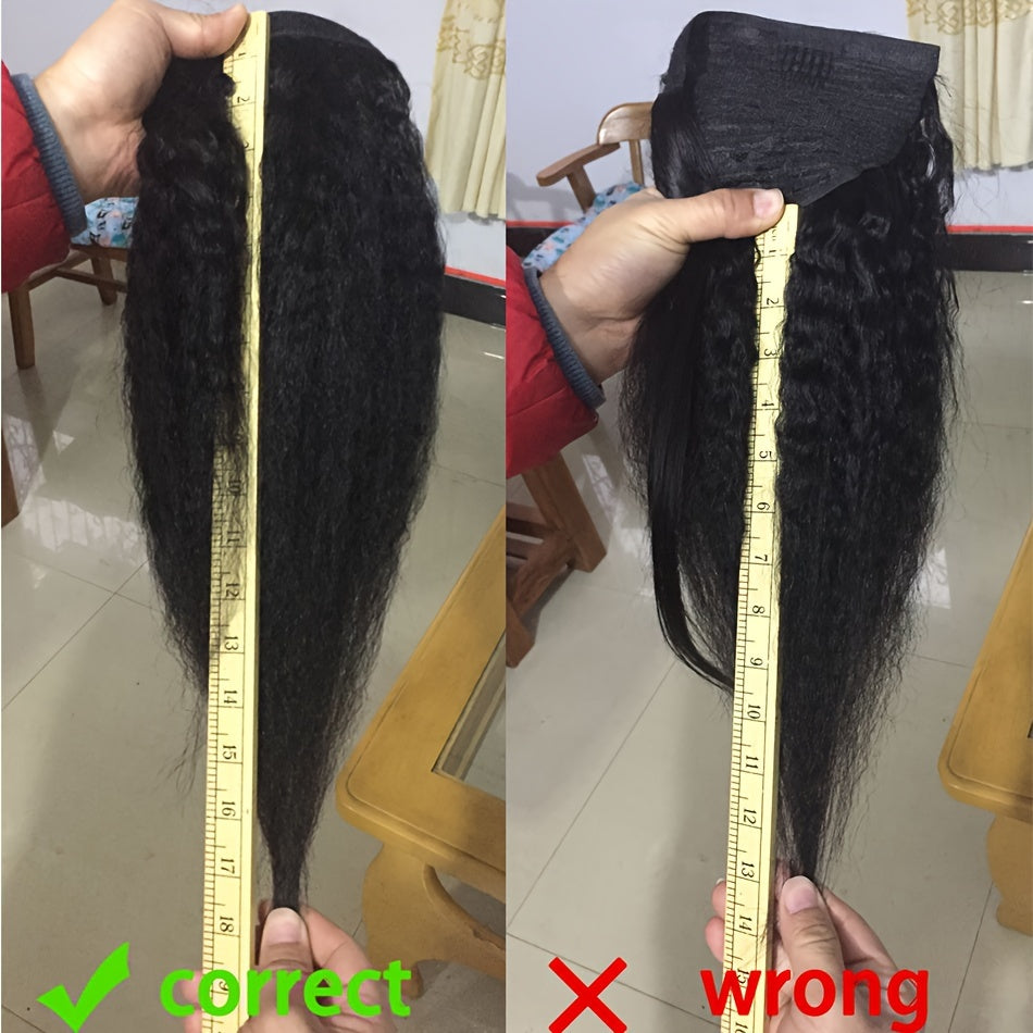 Kinky Straight Human Hair Wrap-Around Ponytail Extension