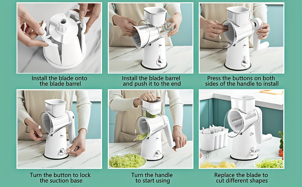 5-in-1 Manual Rotary Cheese Grater & Slicer