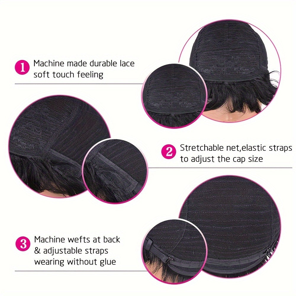 Short Pixie Cut Wig – 100% Brazilian Virgin Human Hair, Glueless, Layered, for Black Women