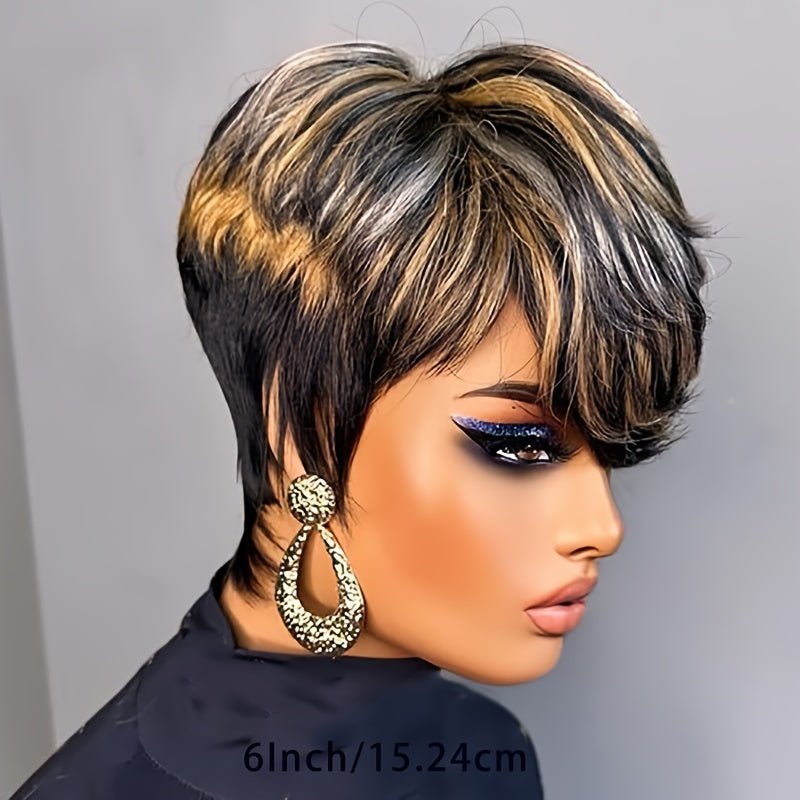 Short Pixie Cut Wig – 100% Brazilian Virgin Human Hair, Glueless, Layered, for Black Women