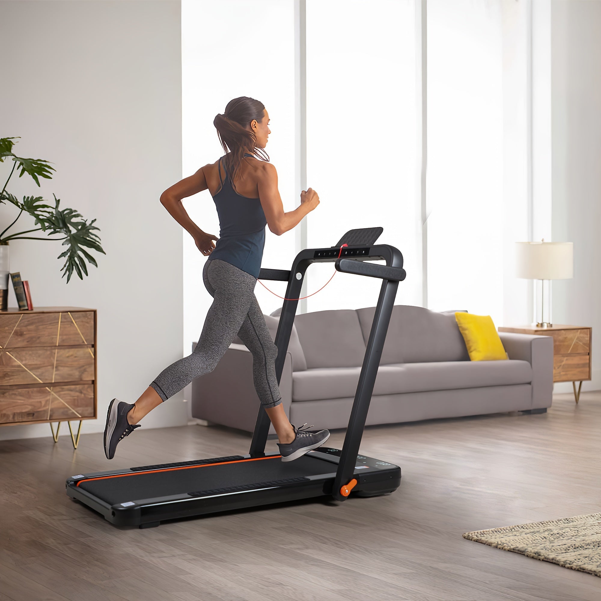 2-in-1 Foldable Under-Desk Treadmill – 300 lb Capacity | Walking Pad & Running Machine | Installation-Free | Black