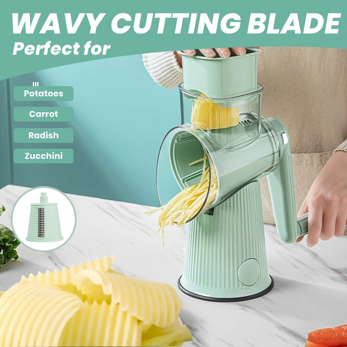 5-in-1 Manual Rotary Cheese Grater & Slicer