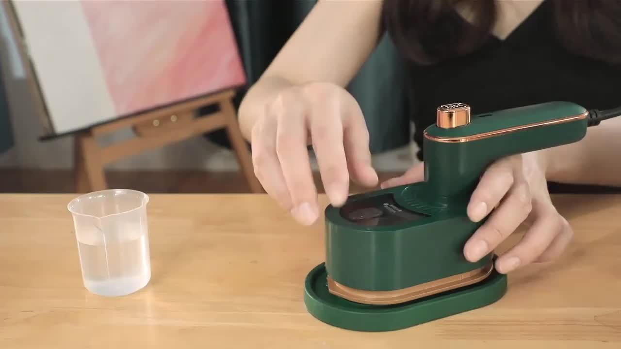 Portable Mini Steam Iron – 40W Fast Heating, 180° Rotating, Handheld Steamer for Travel & Dorm | Green, White