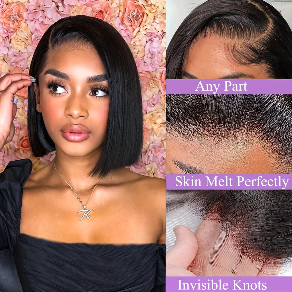 No-Glue HD Lace Bob Wig – 13x4 Transparent Lace, 180% Density