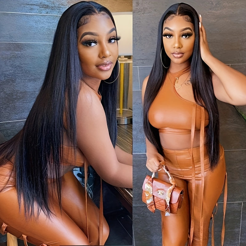 Glueless HD Lace Front Wig – Brazilian Straight Human Hair, 4x4 Closure, 150% Density