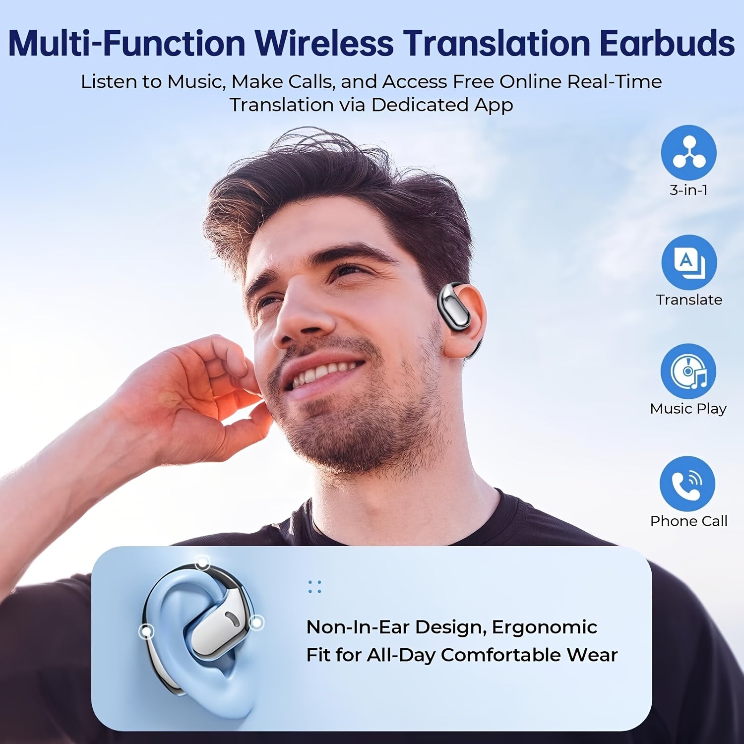AI Real-Time Translation Earbuds – Wireless